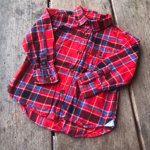 GAP Other - Gap Red Blue Plaid Flannel Shirt Boys 2